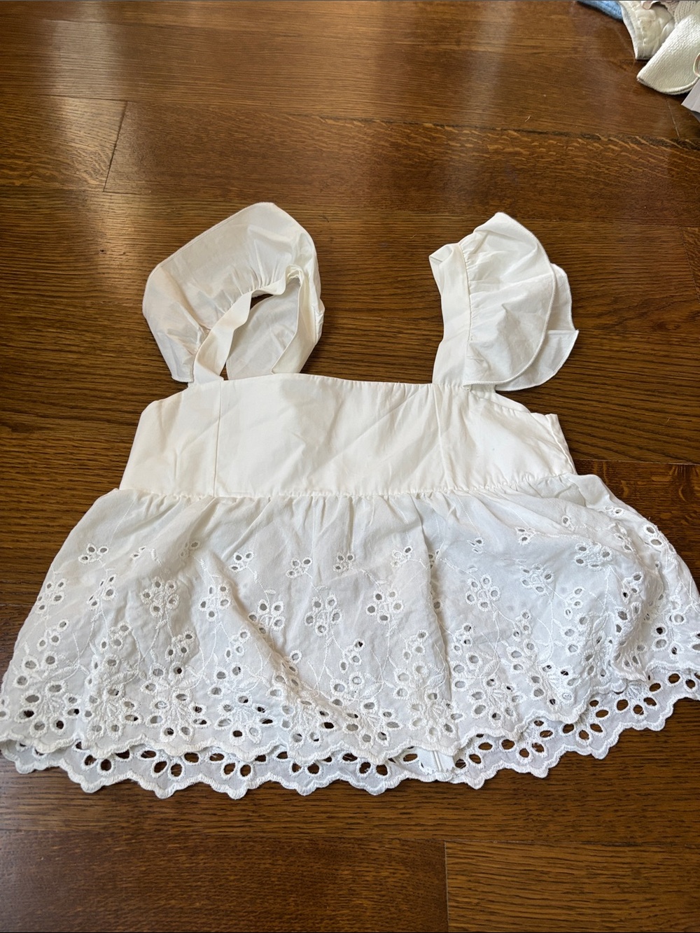 Meet me there White Eyelet Ruffle Strap Women's Top